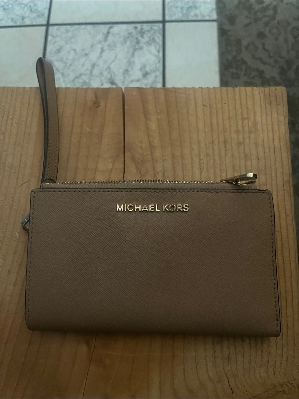 Michael Kors Taupe Wristlet Wallet in Neutral Taupe